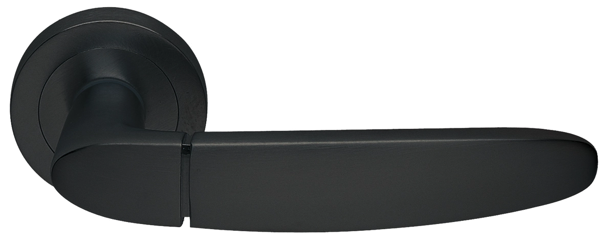 Ручка дверная SAIL R2 NERO раздельная на круглой розетке, цвет - черный фото купить Ярославль