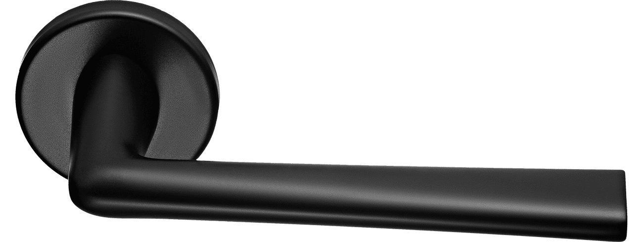 Ручка дверная THE FORCE R5 NERO-ST на круглой розетке, цвет - черный "soft-touch" фото купить Ярославль