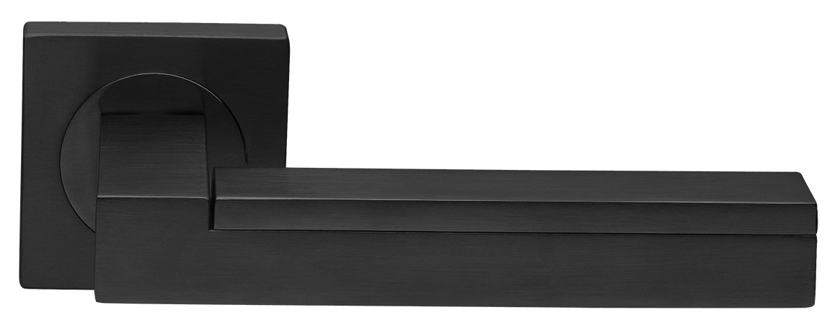 Ручка дверная ISLAND S2 NERO раздельная на квадратной розетке, цвет черный, латунь фото купить в Ярославле