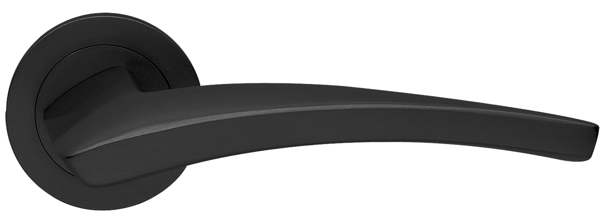 Ручка дверная WIND R2 NERO раздельная на круглой розетке, цвет черный, латунь фото купить в Ярославле