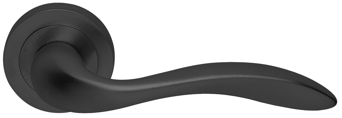 Ручка дверная LEON R2 NERO раздельная на круглой розетке, цвет - черный фото купить в Ярославле