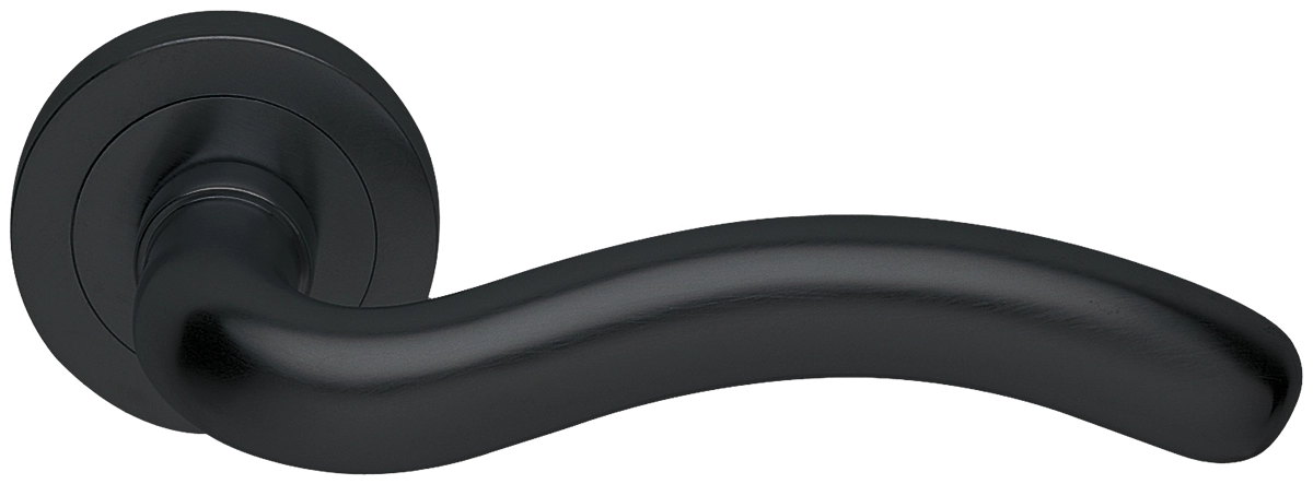 Ручка дверная SNAKE R2 NERO раздельная на круглой розетке, цвет - черный фото купить в Ярославле