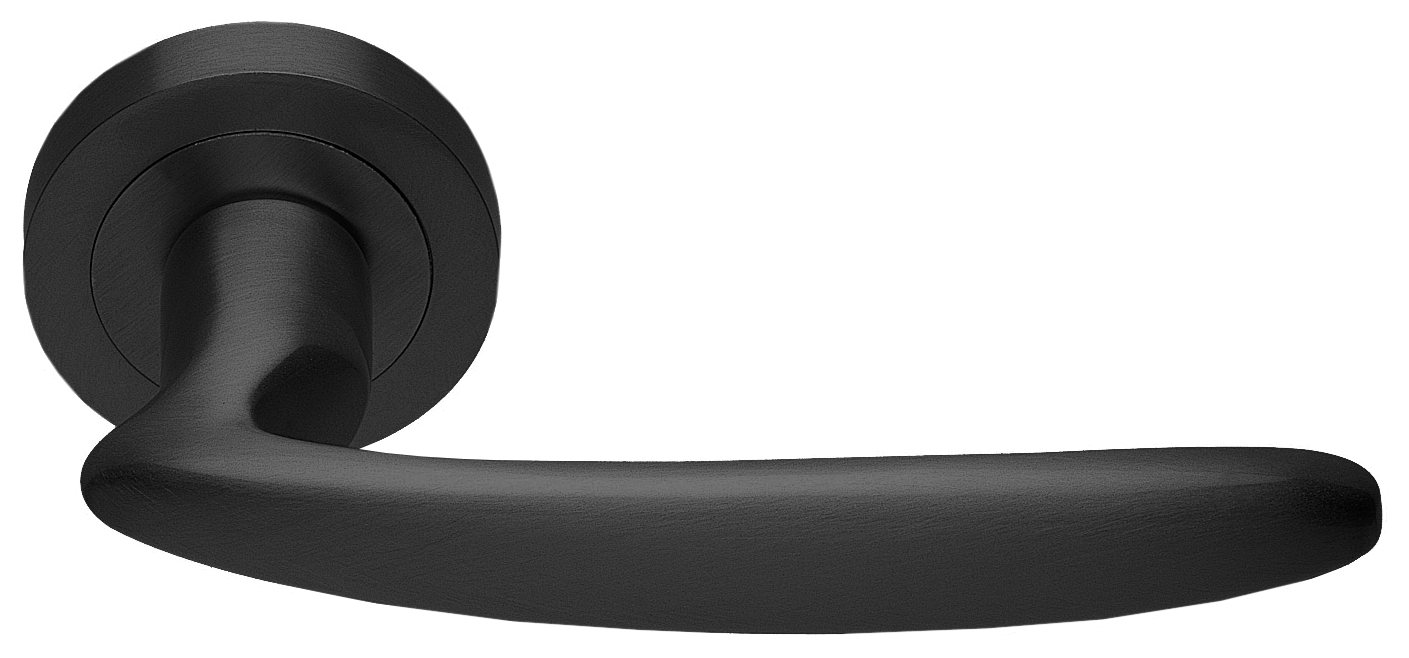 Ручка дверная FLAMINGO R2 NERO раздельная на круглой розетке, цвет - черный фото купить в Ярославле