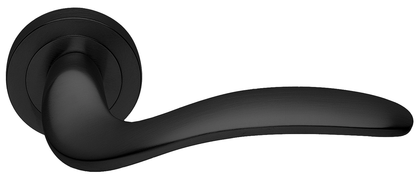 Ручка дверная COBRA R2 NERO раздельная на круглой розетке, цвет - черный фото купить в Ярославле