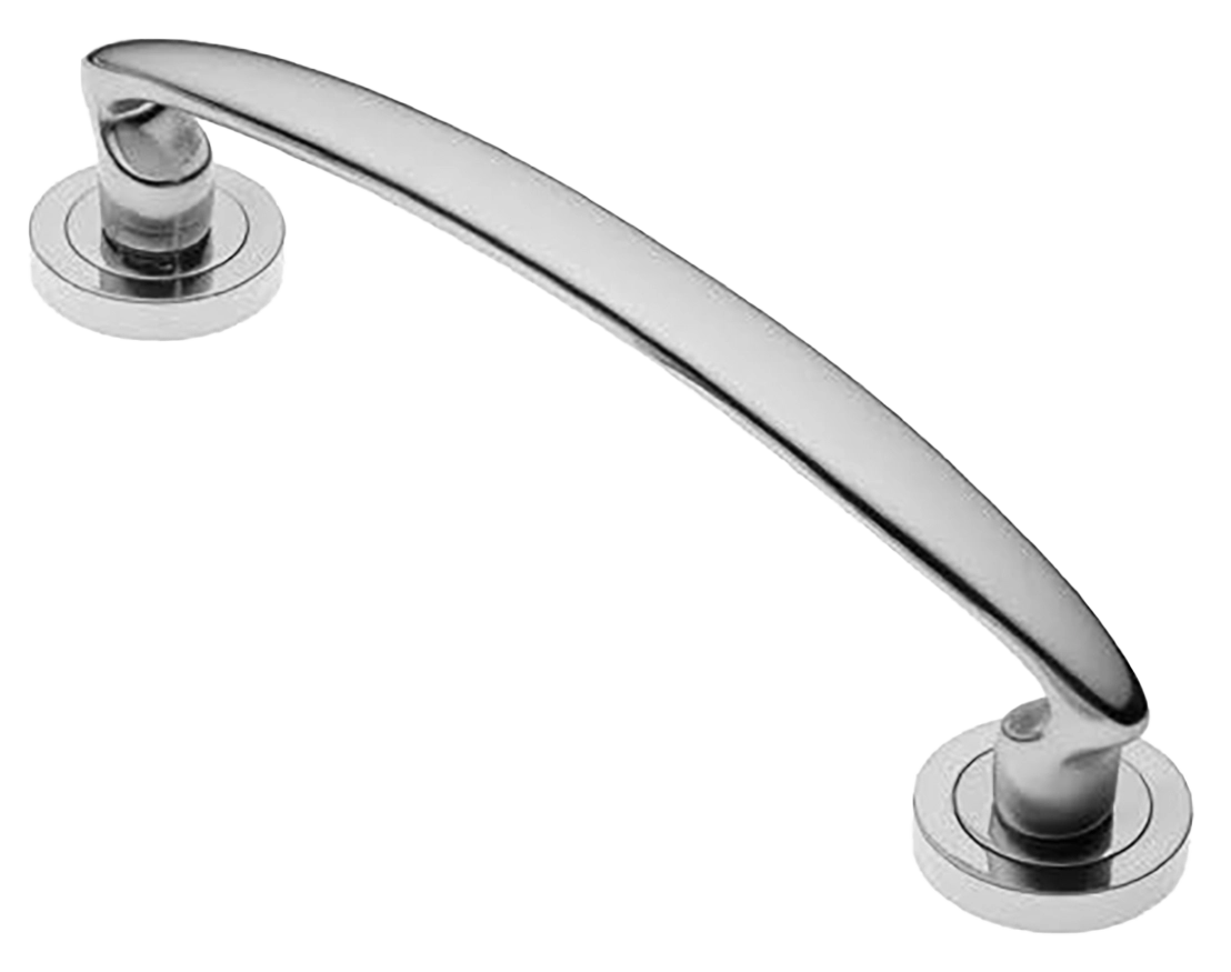 Ручка-скоба дверная FLAMINGO PH CRO на круглой розетке, цвет хром, латунь фото купить в Ярославле