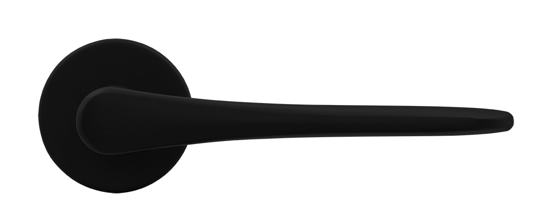 Ручка дверная AULA R5 NERO-ST на круглой розетке, цвет черный soft-touch, ЦАМ фото купить в Ярославле