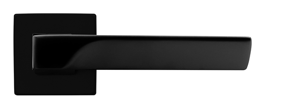 Ручка дверная FIORD S5 NERO-ST на квадратной розетке цвет черный soft-touch, ЦАМ фото купить в Ярославле