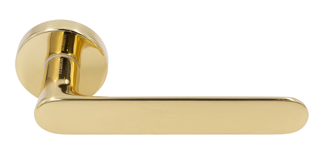 Ручка дверная LE BOAT R5 OTL раздельная на круглой розетке, цвет золото, латунь фото купить Ярославль
