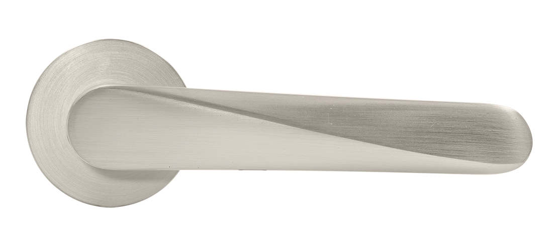 Ручка дверная CAYAN MH-58-R6 MSN раздельная на круглой розетке 6 мм, цвет матовый сатинированный никель, ЦАМ фото купить в Ярославле