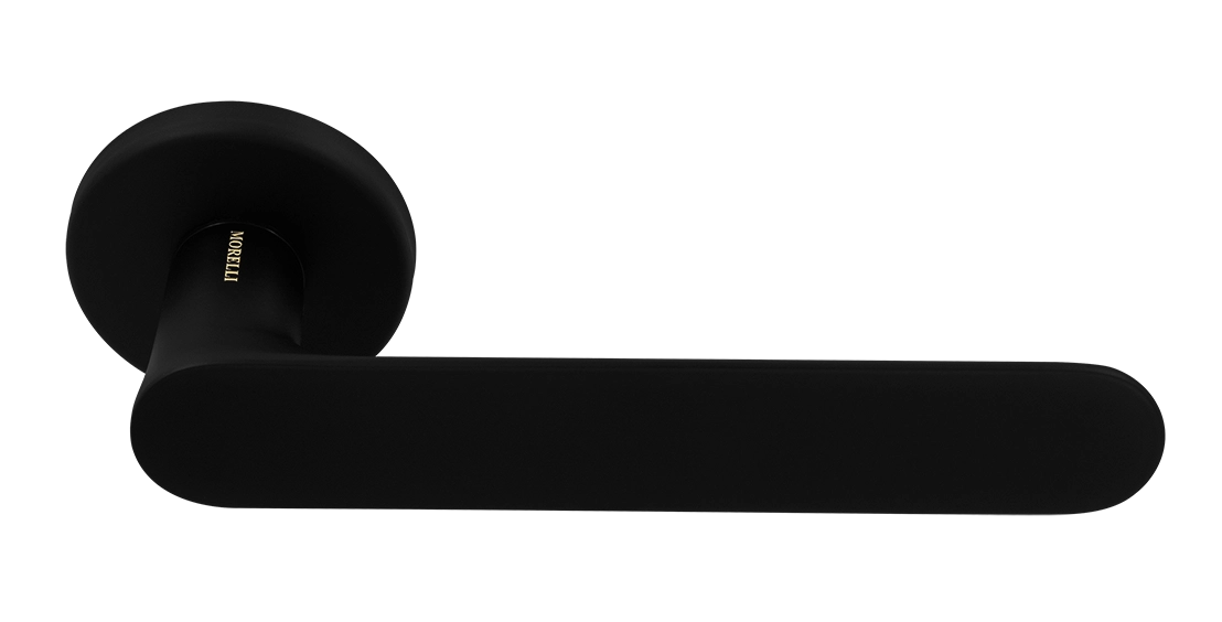 Ручка дверная LE BOAT R5 NERO-ST раздельная на круглой розетке, цвет черный soft-touch, латунь фото купить Ярославль