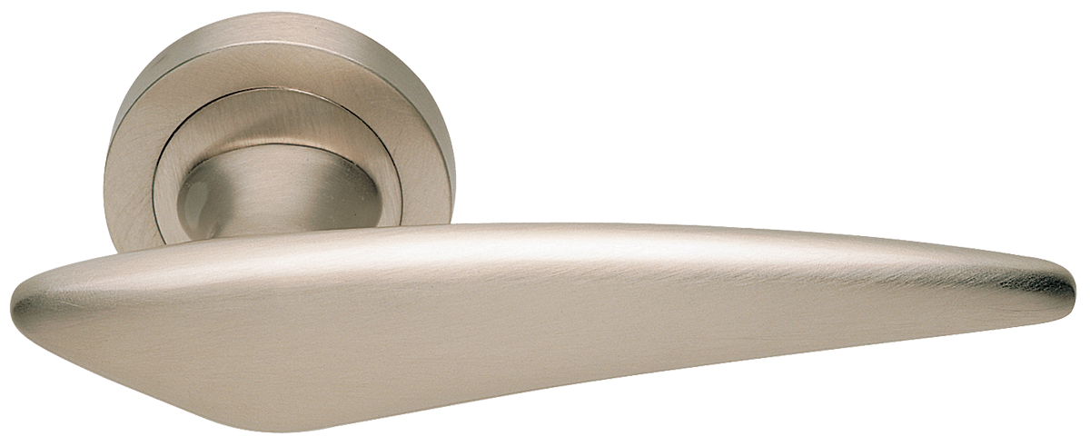 Ручка дверная BOLID R2 NIS раздельная на круглой розетке, цвет матовый никель, латунь фото купить Ярославль