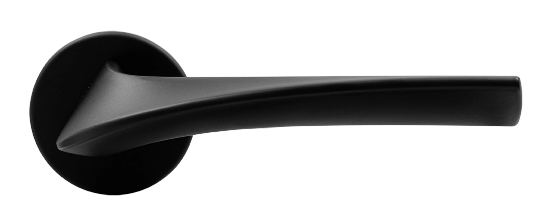 Ручка дверная COMETA R5 NERO-ST на круглой розетке цвет черный soft-touch, ЦАМ фото купить в Ярославле