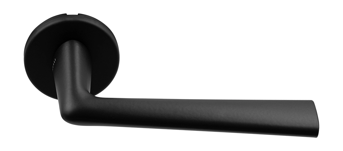 Ручка дверная THE FORCE R5 NERO-ST на круглой розетке, цвет черный soft-touch, ЦАМ фото купить Ярославль