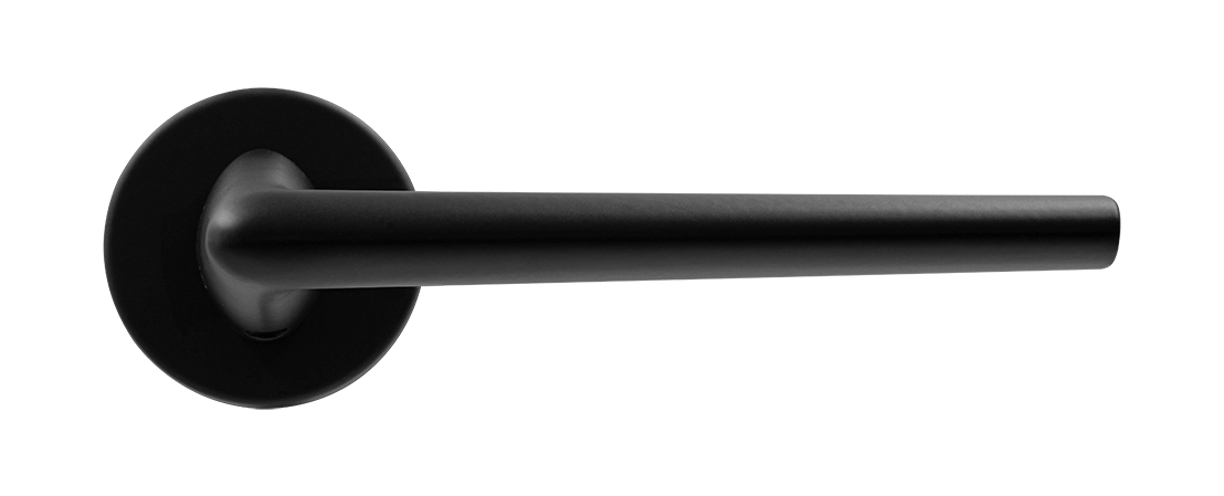 Ручка дверная THE FORCE R5 NERO-ST на круглой розетке, цвет черный soft-touch, ЦАМ фото купить в Ярославле