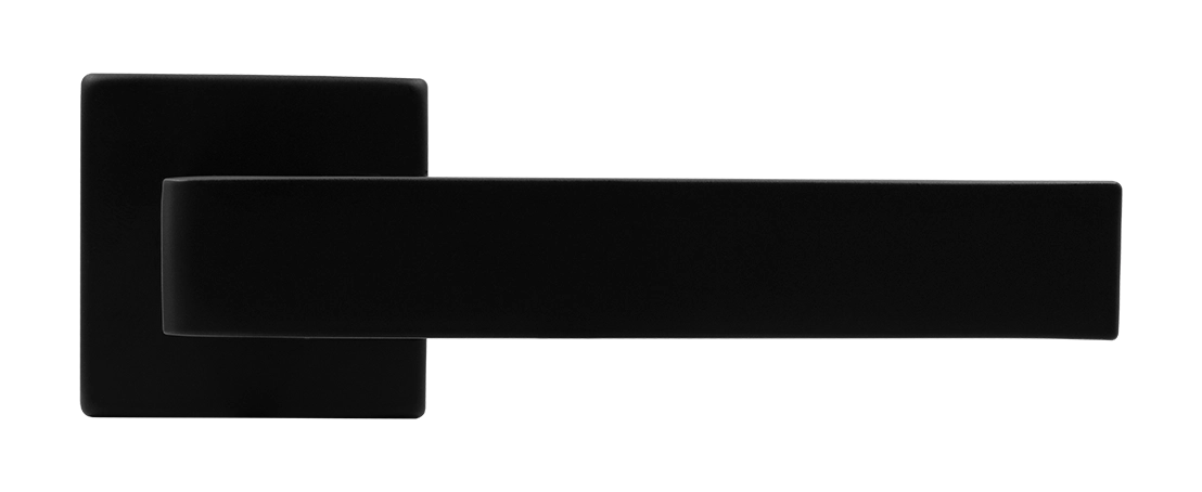 Ручка дверная HORIZONT S5 NERO-ST на квадратной розетке, цвет черный soft-touch, ЦАМ фото купить в Ярославле
