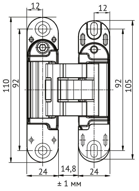 Петля скрытая HH-28 SC врезная с 3D-регулировкой вес полотна до 40 кг, цвет матовый хром фото купить в Ярославле