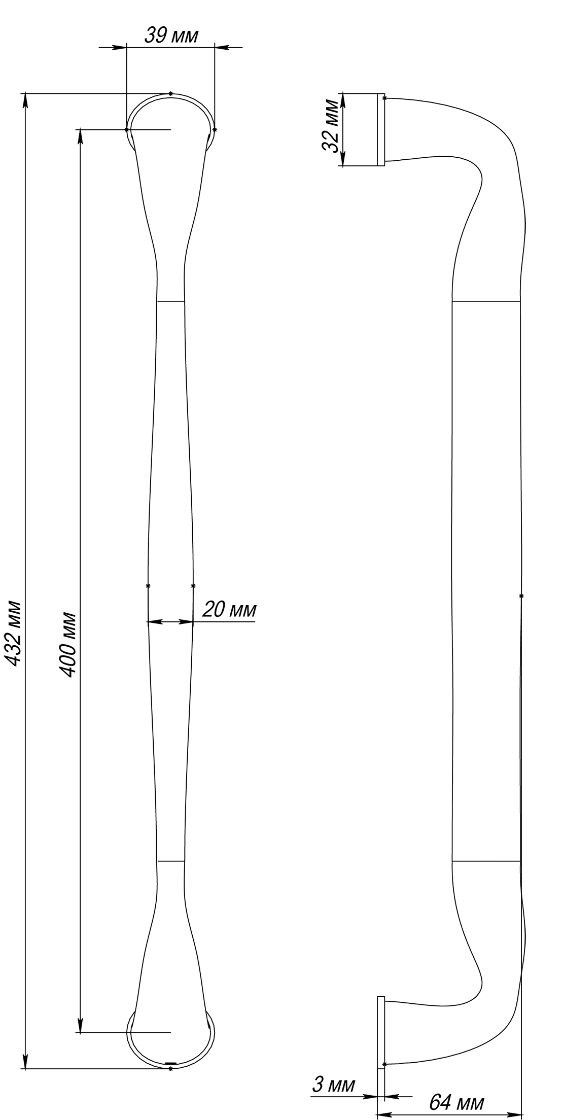 Ручка-скоба LVB PH SSW, цвет Стокгольмский снегопад/Stockholm Snowfall фото купить в Ярославле