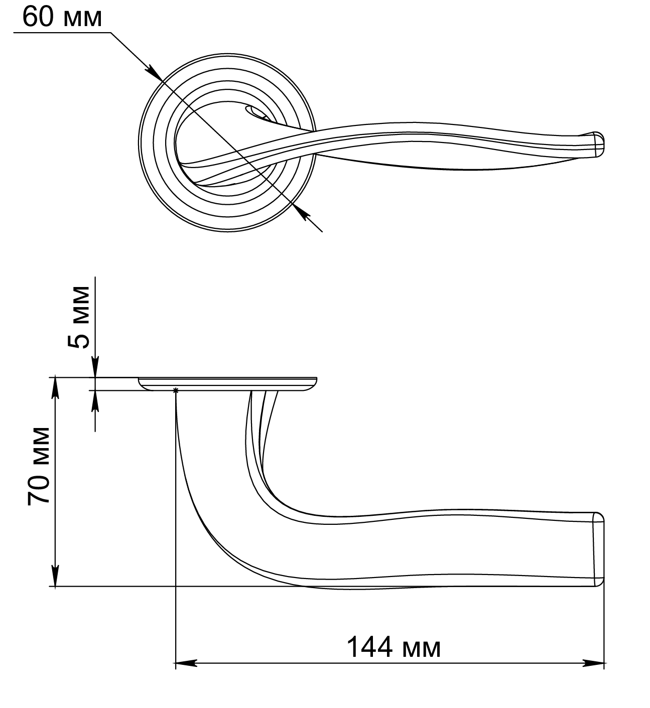 Ручка дверная SKYSCRAPER R7 AH на круглой розетке, цвет Осенний мёд/Autumn Honey фото фурнитура Ярославль