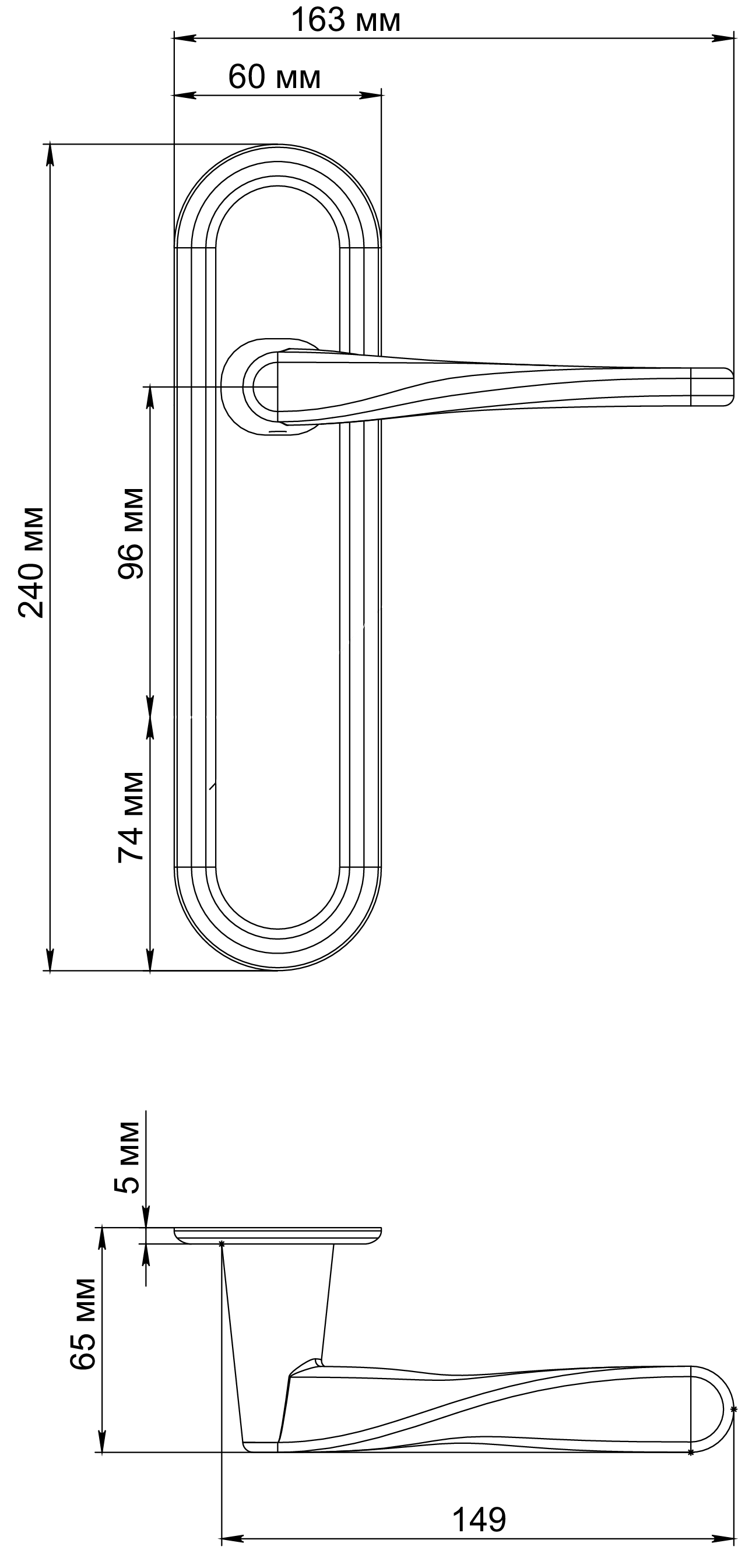 Ручка дверная THE OLYMPICS PLR SST на планке, цвет Летняя гроза/Summer Storm фото фурнитура Ярославль