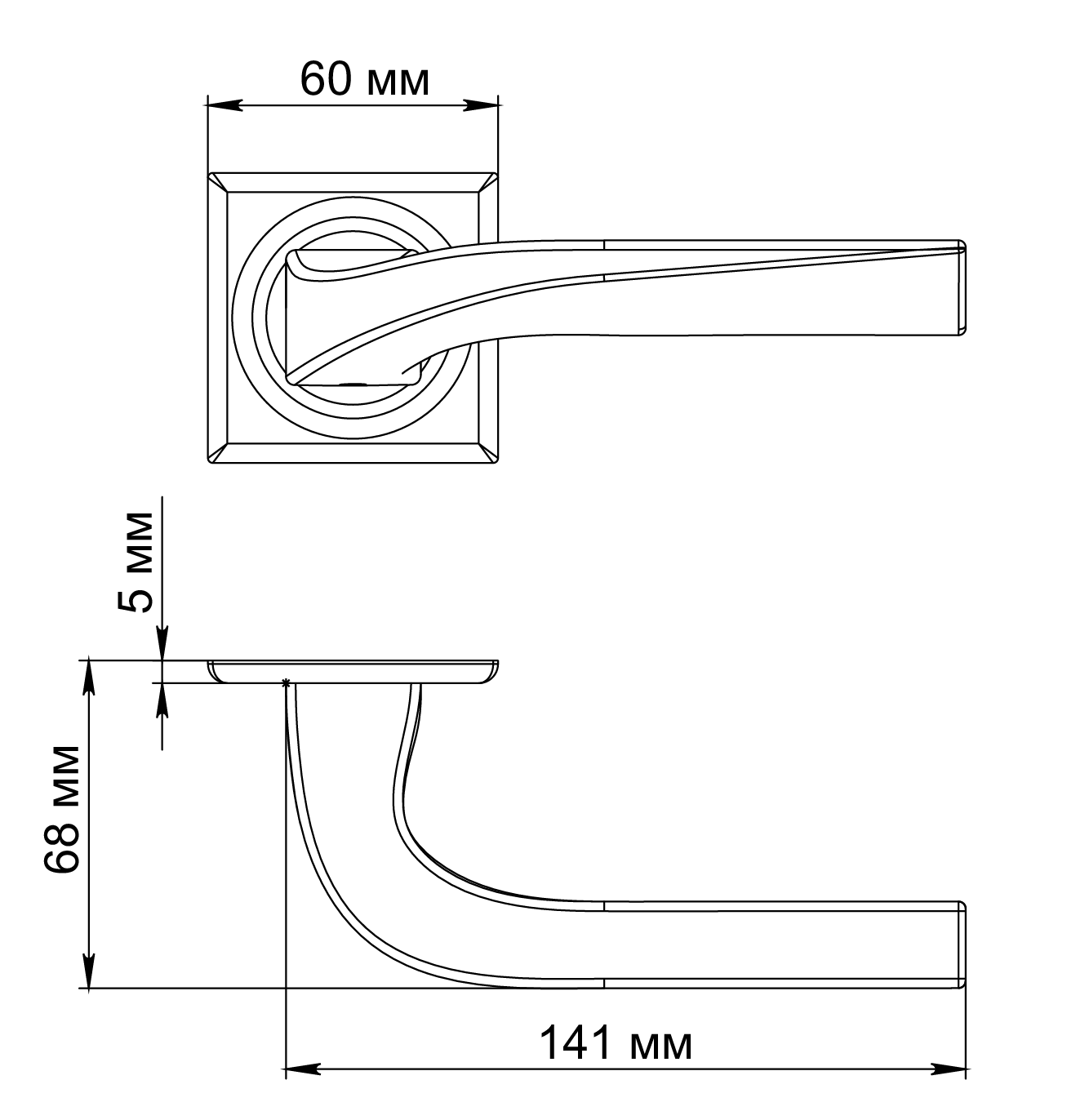 Ручка дверная WD CONCERT HALL S7 AH на квадратной розетке, цвет Осенний мёд/Autumn Honey фото фурнитура Ярославль