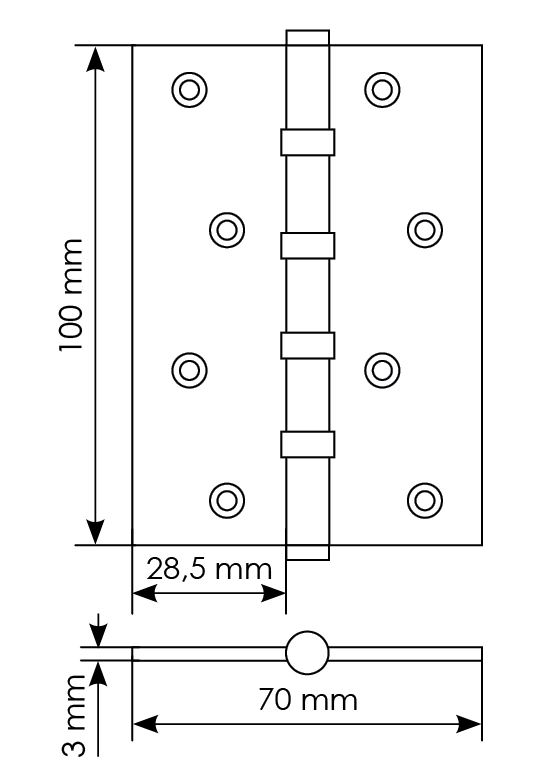 Петля карточная универсальная MBU 100X70X3-4BB COF латунь,врезная,цвет кофе фото купить в Ярославле