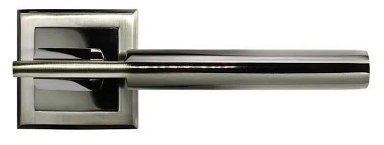 УПОЕНИЕ, ручка дверная MH-13 SN/BN-S, на квадратной накладке, цвет - бел. никель/черн. никель фото купить в Ярославле