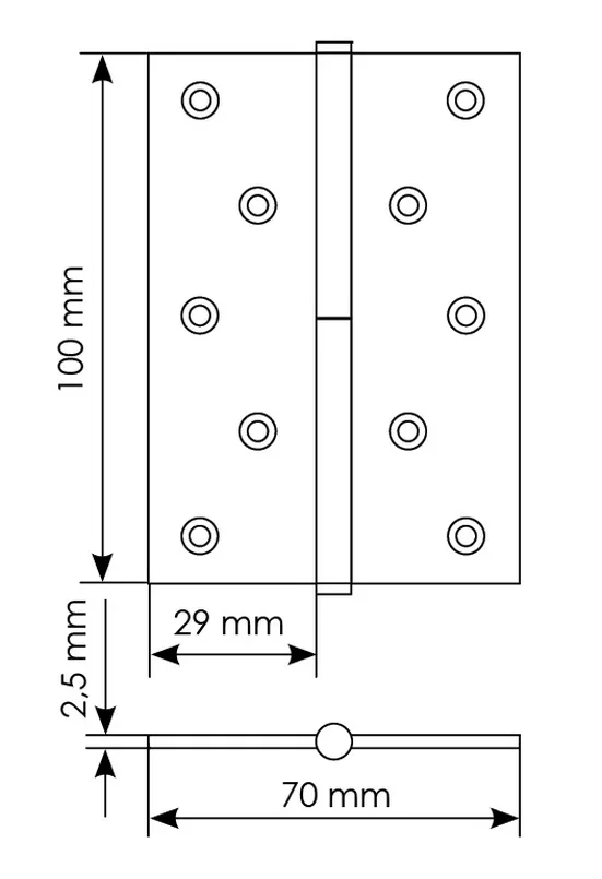 Петля универсальная разъемная MSD 100X70X2.5 AB L стальная левая, врезная, цвет бронза фото купить в Ярославле