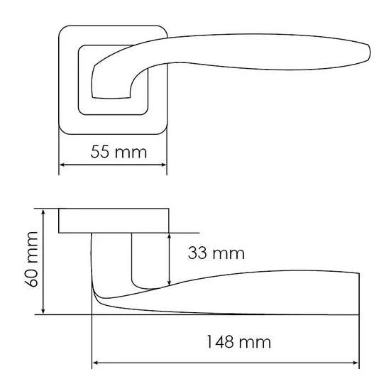 Ручка дверная SHELL MH-45 GR/CP-S55 раздельная на квадратной розетке, цвет графит/хром, ЦАМ Light фото купить в Ярославле