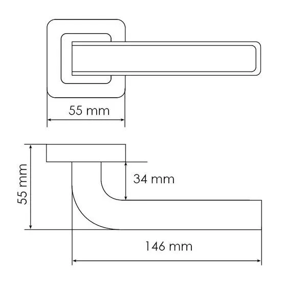 Ручка дверная EON MH-46 GR/CP-S55 раздельная на квадратной розетке, цвет графит/хром, ЦАМ Light фото фурнитура Ярославль