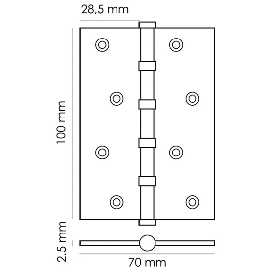 Петля карточная универсальная MS 100X70X2.5-4BB BL, врезная, цвет черный, сталь фото купить в Ярославле