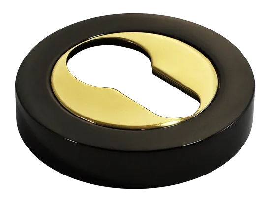 LUX-KH-R2 NNO, накладка на евроцилиндр, цвет - черный хром/золото фото купить Ярославль
